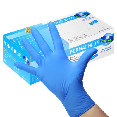Unigloves Format Blue Nitrile Gloves XL | Box 100pcs