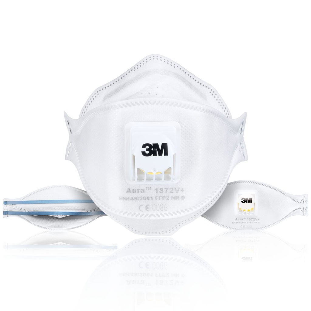 3M Mascherina 1872V+ Aura Respiratore per uso sanitario FFP2 con valvola 10pcs/box