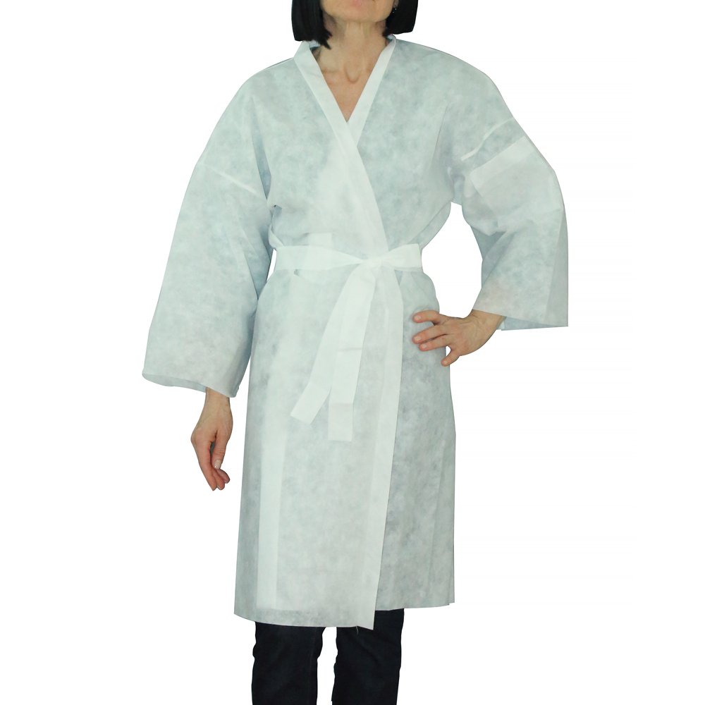 Einweg-Kimono Deluxe aus Vliesstoff 50g | Weiß