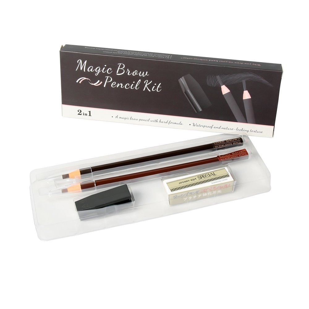 Magic Brow Pencil Kit - 2 lápices para cejas, sacapuntas y maquinilla de afeitar