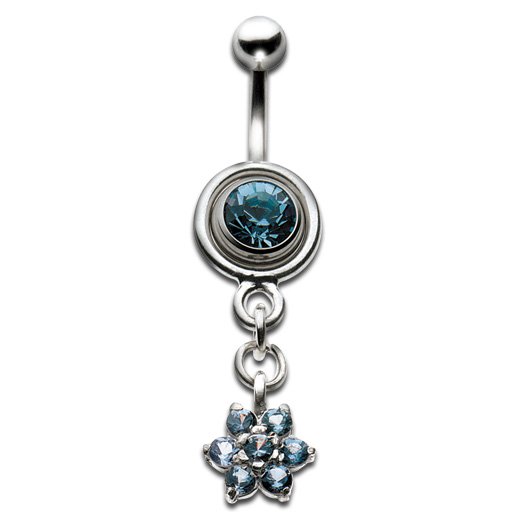 Silver Shield Jewelled Flower Acquamarina