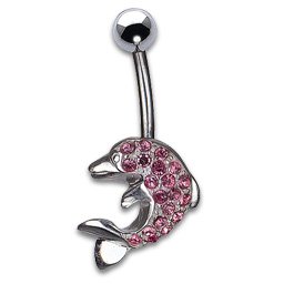 Dolphin with Zircons 1.6x10mm Fuchsia