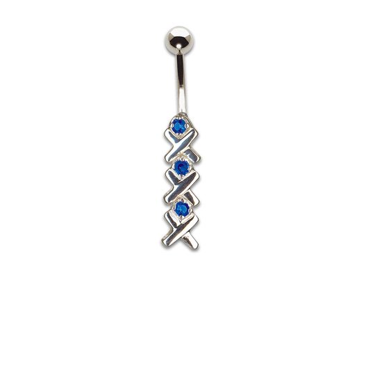 Coeurs&croix pendants 1.6x10mm Bleu Saphir