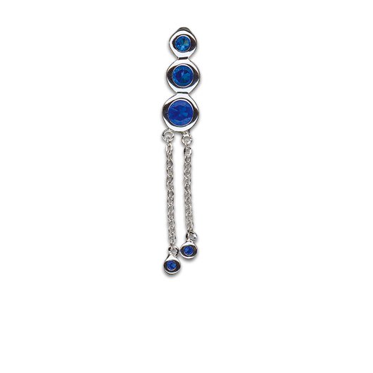 Doppio zircone pendente 1.6x10mm Blu Zaffiro