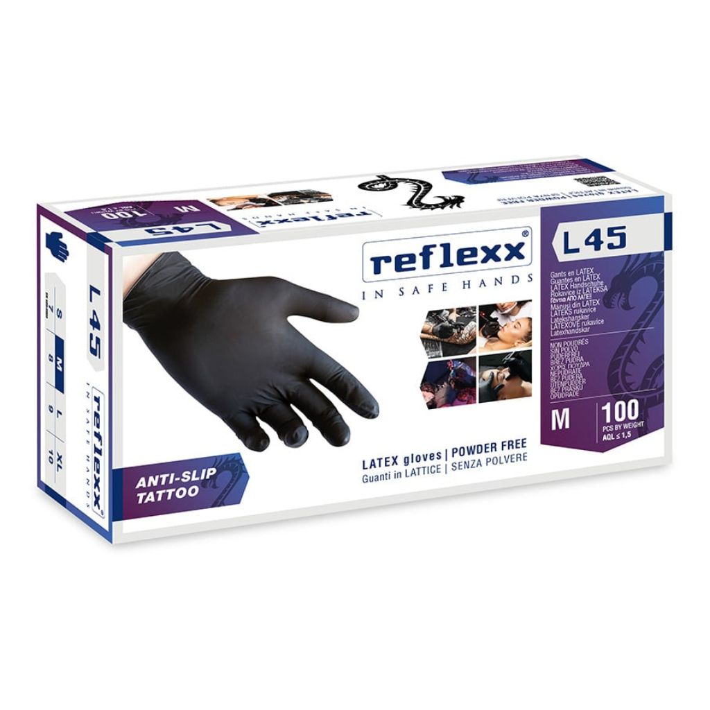 Reflexx L45 gr. 6,2 Gants en Latex Noirs