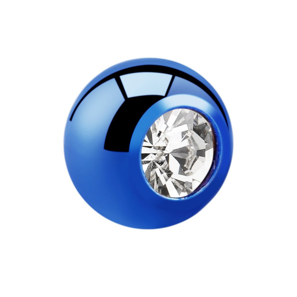 Anodized Threaded Balls with Crystal Zircon (Titanium)