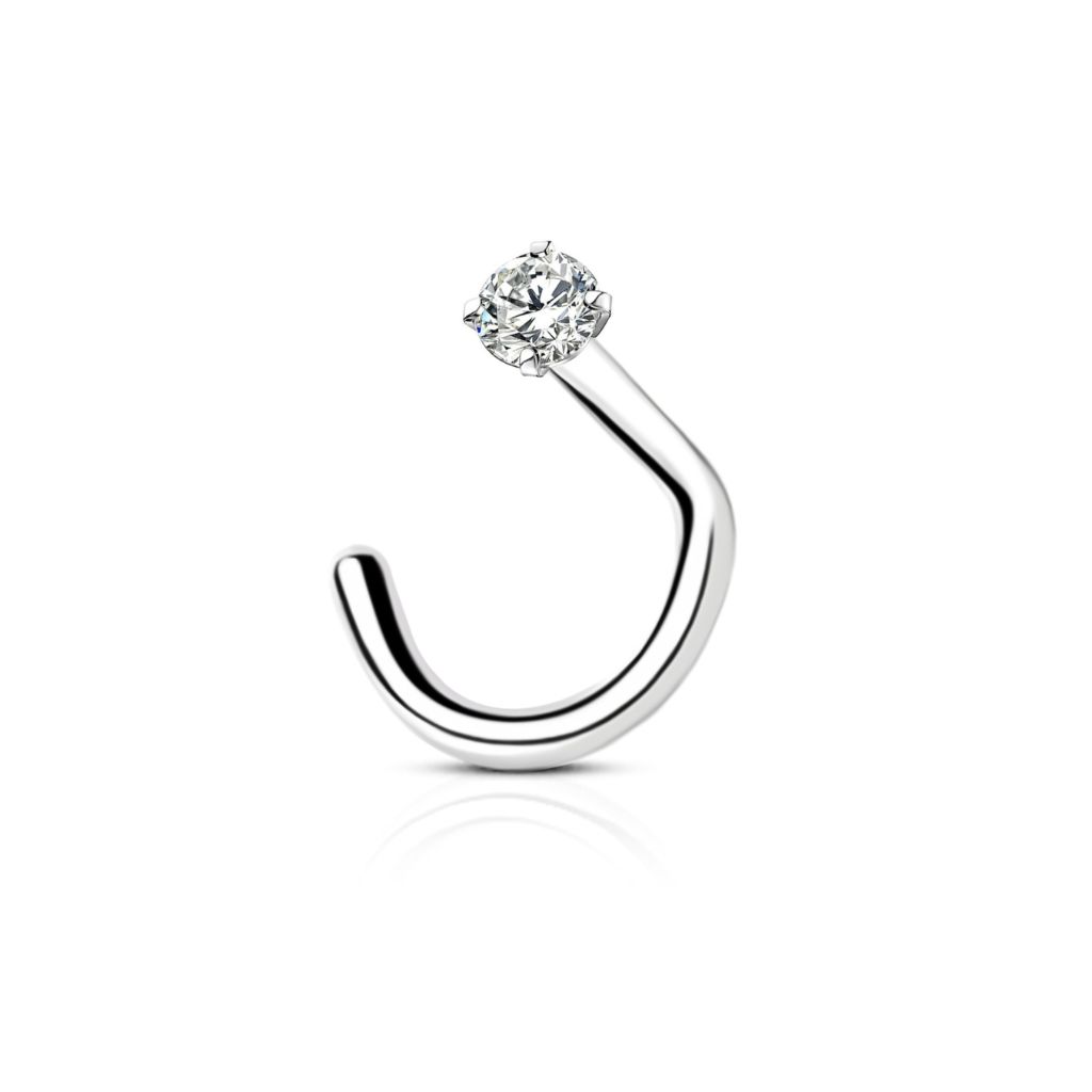 Nose Stud with Crystal Stone Prong Set (Steel)