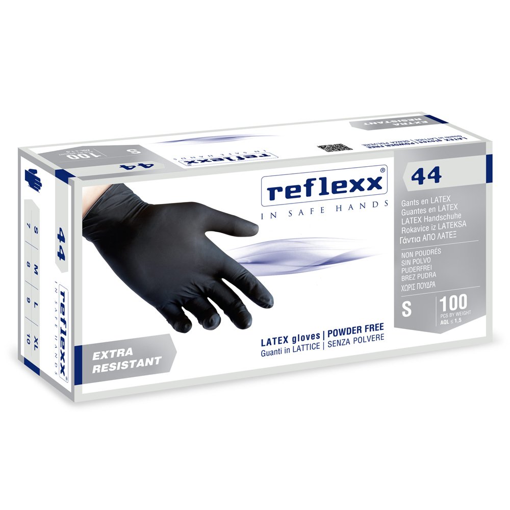 Reflexx 44 Black Latex Gloves