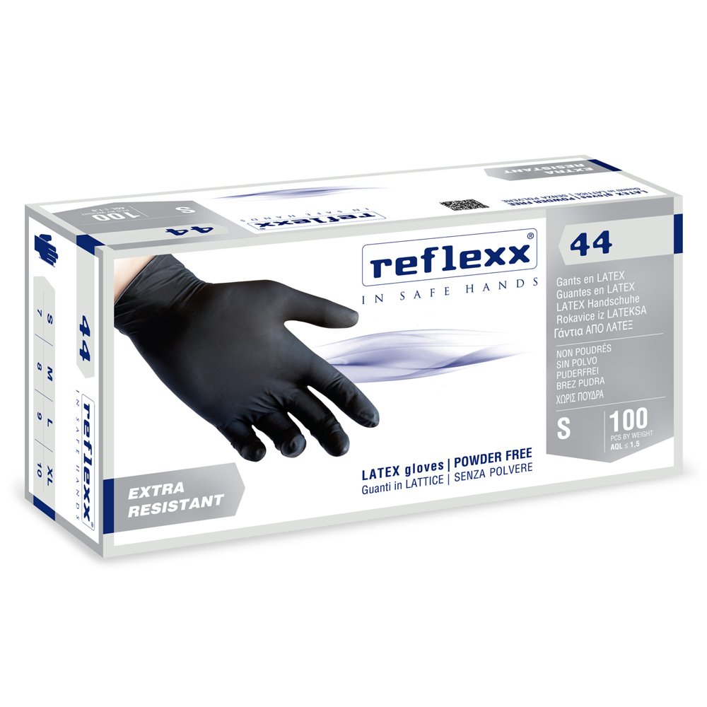 Reflexx 44 Schwarze Latexhandschuhe