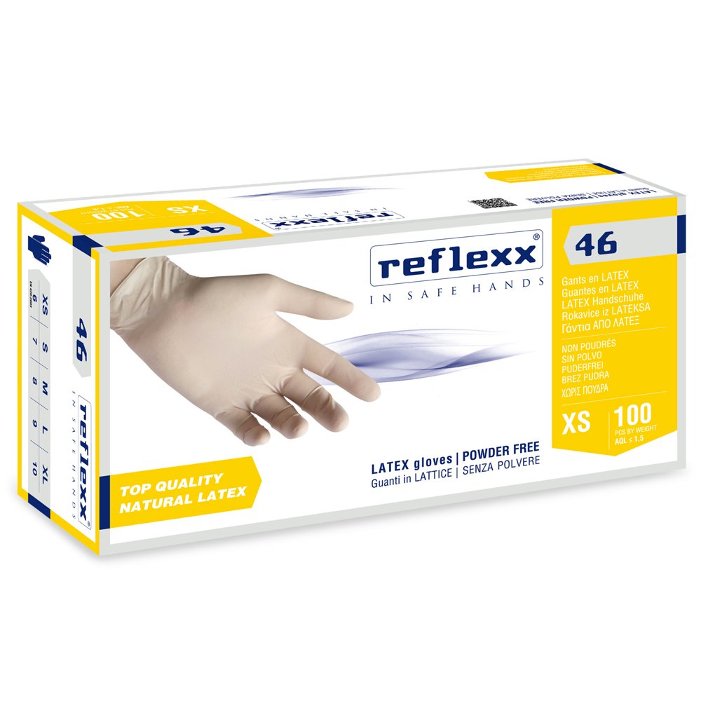 Reflexx 46 Gants en Latex Blanc