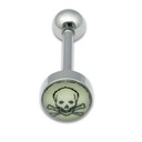 Tongue Studs 1.6x16mm Glow Skull