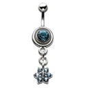 Silver Shield Jewelled Flower Aquamarine