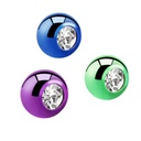 Anodized Threaded Balls with Crystal Zircon (Titanium)