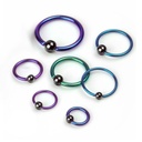 Anodized Ball Closure Ring with Hematite Ball (Titanium)